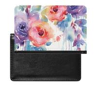 Porte-passeport pour voyage pour homme et femme - Blocage RFID - Drapeau américain vintage - 4 juillet - Accessoires de voyage, Aquarelle florale., Taille unique