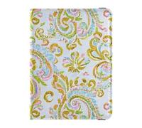 Porte-passeport rétro tendance en cuir avec motif cachemire doré et turquoise - Pour documents de voyage - Léger, Rétro Tendance Fleur Cachemire Or Turquoise, 1 size