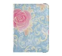 Porte-passeport rétro vintage en cuir doré brillant pour voyage, vaccin, étui pour passeport pour homme, léger, Doré brillant rétro vintage roses, 1 size