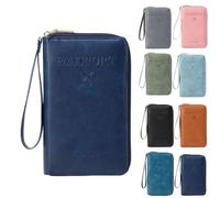 Porte-passeport RFID pour portefeuille, pochette de rangement de documents avec blocage RFID, étui pour cartes de crédit, portefeuille de voyage, noir foncé, Entreprise