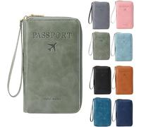 Porte-passeport RFID pour portefeuille, pochette de rangement de documents avec blocage RFID, étui pour cartes de crédit, portefeuille de voyage, Vert, 1, Décontracté