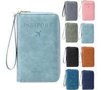 Porte-passeport RFID pour portefeuille, pochette de rangement de documents avec blocage RFID, étui pour cartes de crédit, portefeuille de voyage, bleu ciel, 1, Décontracté