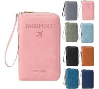 Porte-passeport RFID pour portefeuille, pochette de rangement de documents avec blocage RFID, étui pour cartes de crédit, portefeuille de voyage, rose, 1, Décontracté