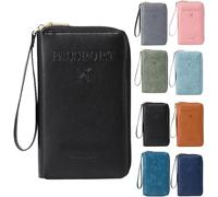 Porte-passeport RFID pour portefeuille, pochette de rangement de documents avec blocage RFID, étui pour cartes de crédit, portefeuille de voyage, Noir , 1, Décontracté