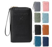 Porte-passeport RFID pour portefeuille, pochette de rangement de documents avec blocage RFID, étui pour cartes de crédit, portefeuille de voyage, noir