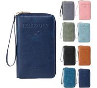 Porte-passeport RFID pour portefeuille, pochette de rangement de documents avec blocage RFID, étui pour cartes de crédit, portefeuille de voyage, noir foncé, 1, Décontracté