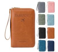 Porte-passeport RFID pour portefeuille, pochette de rangement de documents avec blocage RFID, étui pour cartes de crédit, portefeuille de voyage, marron, 19 * 11.5 * 2 cm / 7.48 * 4.52 * 0.78 in