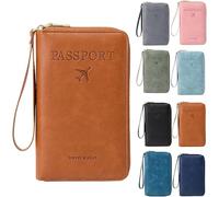 Porte-passeport RFID pour portefeuille, pochette de rangement de documents avec blocage RFID, étui pour cartes de crédit, portefeuille de voyage, marron, 1, Décontracté