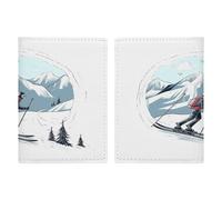 Porte-passeport sur le thème du ski, ultra fin, en cuir synthétique, organiseur de documents de voyage, compact de qualité supérieure, housse de protection pour passeport international américain pour