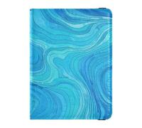 Porte-passeport tendance en cuir vague bleue pour voyage famille pour voyage portefeuille combo housse de passeport avec blocage RFID pour femme léger