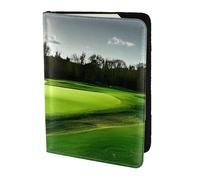Porte-passeport vert avec impression de parcours de golf, essentiels de voyage, cartes et passeport, taille adaptée à tous les passeports standard