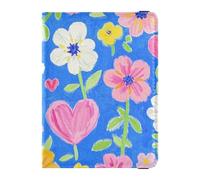 Porte-passeport vintage en cuir bleu pêche pour voyage, étui de protection pour vaccin, joli carnet de passeport pour homme imperméable, Vintage Floral Bleu Pêche, 1 size