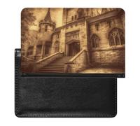 Porte-passeport vintage médiéval pour documents de voyage en cuir synthétique avec poche frontale minimaliste et portefeuille à deux volets
