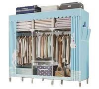 Porte-penderie pliable et portable - Organiseur de rangement en tissu et métal - Design cloisonné pour chambre de location et hôtel