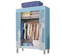 Porte-penderie pliable et portable - Organiseur de rangement en tissu et métal - Design cloisonné pour chambre de location et hôtel
