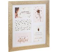 Porte-photos enfant "paillettes" - bois et verre - doré - 5 photos - Atmosphera créateur d'intérieur