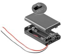 Porte-piles pour 3x Micro avec couvercle et interrupteur hydrofuge, avec extrémités de câble détachées