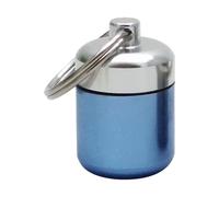 Porte-pilules porte-clés - Cylindre en métal peu encombrant, porte-bouchons d'oreilles colorés, facile à suspendre, couvercle à visser sécurisé, petite boîte multifonctionnelle, pour la randonnée, les