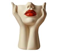 Porte-pinceaux de maquillage - Porte-stylo pour bureau - porte-pinceaux bohème Flower Pot Female Head Shape Feminine Modern Storage Decoration Makeup Brush Holder For Table Shelf (Beige1, 12X17X8cm)