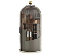 Porte-pinceaux de Maquillage pour vanité - Organisateur de cosmétiques en | cage à oiseaux, conteneur de rangement de bureau rotatif avec couvercle anti-poussière | Pour salle de bain coiffeuse comptoi