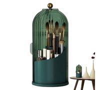 Porte-pinceaux de Maquillage pour vanité - Organisateur de cosmétiques en | cage à oiseaux, conteneur de rangement de bureau rotatif avec couvercle anti-poussière | Pour salle de bain coiffeuse comptoi