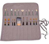 Porte-Pinceaux Enroulable De Grande Capacité En Toile Pour Peinture Acrylique, Huile, Aquarelle, Gouache, Art, Peinture, Grande Capacité, Pochette De Transport De 20 Trous, Gris Uni
