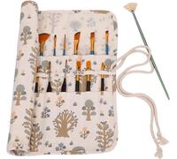 Porte-Pinceaux Enroulables De Grande Capacité En Toile Pour Acrylique, Huile, Aquarelle, Gouache, Art, Pinceaux, Grande Capacité, Pochette De Transport 20 Trous, Beige Arbre