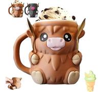 Porte-pinte de crème glacée en forme de vache avec poignée et 2 cuillères - Récipient étanche imprimé 3D pour Ben & Jerry's, sucettes glacées, canettes de bière - Cadeau animal mignon pour les