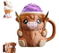 Porte-pinte de crème glacée en forme de vache avec poignée et cuillère, manchon étanche imprimé 3D pour canettes de crème glacée ou de bière de 473,6 g, prise en main antigel, cadeau pour les amateurs