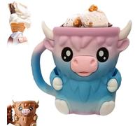 Porte-pinte de crème glacée en forme de vache avec poignée et cuillère, manchon étanche imprimé 3D pour canettes de crème glacée ou de bière de 473,6 g, prise en main antigel, cadeau pour les amateurs