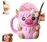 Porte-pinte de crème glacée en forme de vache avec poignée et cuillère, manchon étanche imprimé 3D pour canettes de crème glacée ou de bière de 473,6 g, prise en main antigel, cadeau pour les amateurs