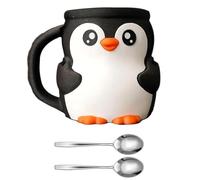 Porte-pintes drôles en forme de pingouins avec manchon isolé intégré dans un tiroir de rangement et des cuillères, organiseurs à dessert, manchots mignons