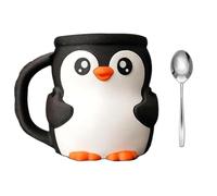 Porte-pintes drôles en forme de pingouins avec manchon isolé intégré dans un tiroir de rangement et des cuillères, organiseurs à dessert, manchots mignons