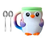 Porte-pintes drôles en forme de pingouins avec manchon isolé intégré dans un tiroir de rangement et des cuillères, organiseurs à dessert, manchots mignons
