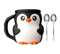 Porte-pintes drôles en forme de pingouins avec manchon isolé intégré dans un tiroir de rangement et des cuillères, organiseurs à dessert, manchots mignons