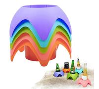 Porte- Plagee pour Boissons - Porte-gobeletts pour Plage,5 Porte- Sablee, Porte-gobelet De Sable Boisson De Bière, Dessous De Verre De Sable De Boisson D'accessoire De Plage