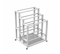 Porte-plans à 3 niveaux sur roulettes, présentoir vertical pour affiches | En fer, chariot de rangement pour plans, dessins, cartes et documents(White,12-solt)