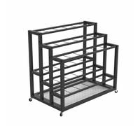 Porte-plans à 3 niveaux sur roulettes, présentoir vertical pour affiches | En fer, chariot de rangement pour plans, dessins, cartes et documents(Black,18-solt)