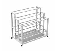 Porte-plans à 3 niveaux sur roulettes, présentoir vertical pour affiches | En fer, chariot de rangement pour plans, dessins, cartes et documents(White,18-solt)