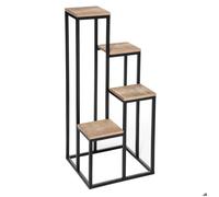 Atmosphera Porte-plante 4 plateaux métal et pin Noir H88-5 cm