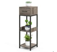 Porte-Plante Interieur - RELAX4LIFE - Support Plantes à 3 Niveaux - 1 Tiroir - Dispositif Anti-Basculement - Charge 60KG - Gris