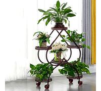 Porte Plante Interieur - Support Plante fer Forgé, Étagère Plante Métallique de 6 Niveaux Escalier, Tabouret Plante avec Roues, pour Plantes Fleurs Idéal pour Maison Balcon Jardin ( Color : Wine red )