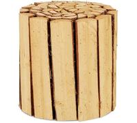 Relaxdays Tabouret fleurs, en bois, rond, naturel, pour pots de fleurs, vases, support fleurs HxD 20,5 x 20 cm,nature