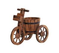 Porte plante tricycle - étagère de pots de fleurs - jardinière dim. 52L x 31l x 45H cm - bois de sapin Marron G