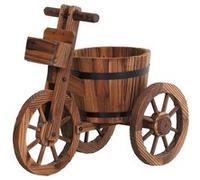 Outsunny Porte Plante Tricycle - étagère de Pots de Fleurs - jardinière dim. 52L x 31l x 45H cm - Bois de Sapin
