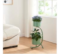 [en.casa] Porte-Plantes Style Intemporel avec 2 Cache-Pots Support de Plantes pour Intérieur Bac à Fleurs pour Salon Chambre Métal 63 x 29 x 21 cm Vert