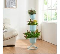 Porte-plantes Alphen 110 x 28 cm 3 cache-pots bleu clair