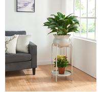 [en.casa] Porte-Plantes Style Intemporel avec Cache-Pot Support de Plantes pour Intérieur Étagère à Fleurs pour Salon Chambre Métal 60 x 27 x 27 cm Beige