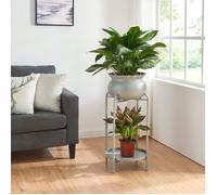 [en.casa] Porte-plantes Style Intemporel avec Cache-Pot Support de Plantes pour Intérieur Étagère à Fleurs pour Salon Chambre Métal 60 x 27 x 27 cm Gris
