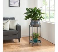 [en.casa] Porte-plantes Style Intemporel avec Cache-Pot Support de Plantes pour Intérieur Étagère à Fleurs pour Salon Chambre Métal 60 x 27 x 27 cm Noir